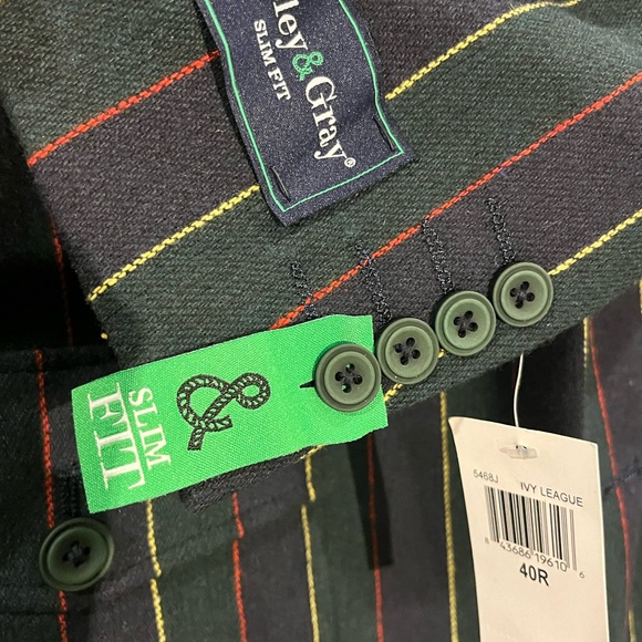 PAISLEY & GRAY 2 piece suit Ivy League Striped Wool Suit Slim fit NEW with tags - Picture 6 of 7